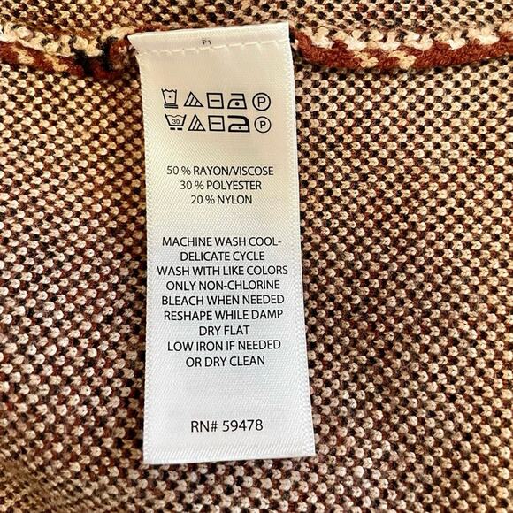 Tahari 3/4 Length Plaid Sweater Wrap Cardigan Women's XL | Rust & Brown | EUC - Picture 8 of 12